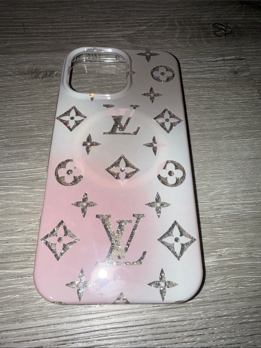 Louis Vuitton Pink White Glitter iPhone 16 Pro Max Case Designer Luxury Monogram